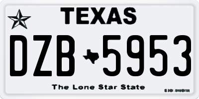 TX license plate DZB5953