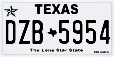 TX license plate DZB5954