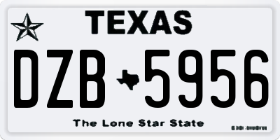 TX license plate DZB5956