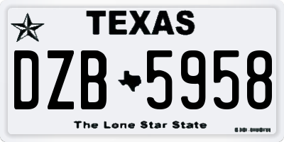 TX license plate DZB5958