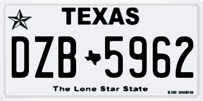 TX license plate DZB5962