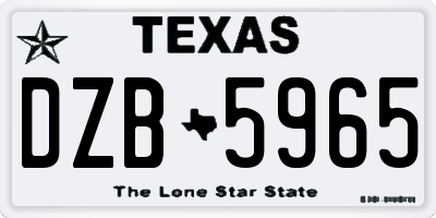 TX license plate DZB5965