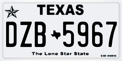 TX license plate DZB5967