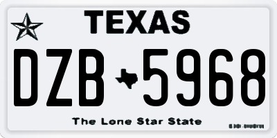 TX license plate DZB5968