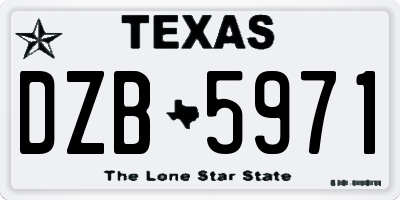 TX license plate DZB5971