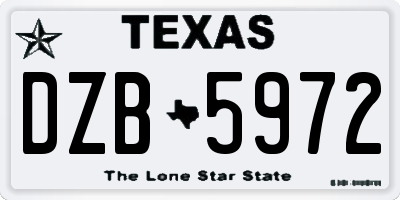 TX license plate DZB5972