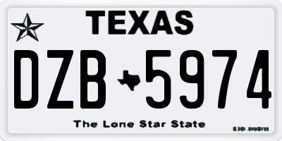 TX license plate DZB5974