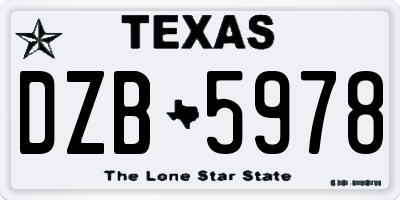 TX license plate DZB5978