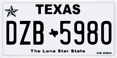TX license plate DZB5980