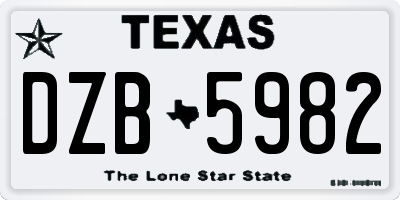 TX license plate DZB5982