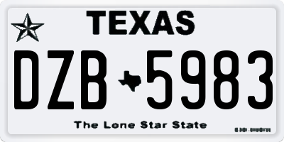 TX license plate DZB5983