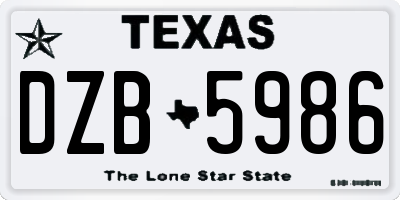 TX license plate DZB5986