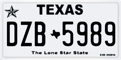 TX license plate DZB5989