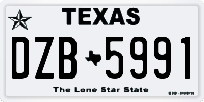 TX license plate DZB5991