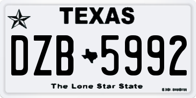 TX license plate DZB5992