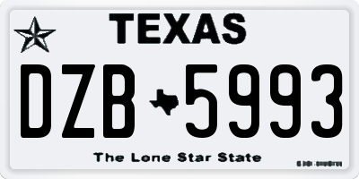 TX license plate DZB5993