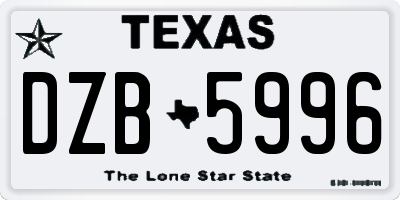 TX license plate DZB5996