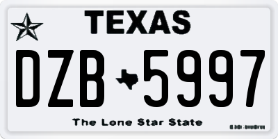 TX license plate DZB5997