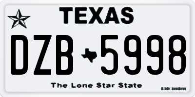 TX license plate DZB5998