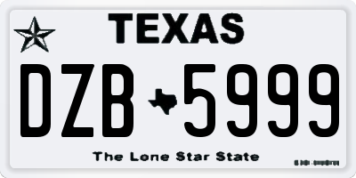 TX license plate DZB5999