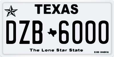 TX license plate DZB6000