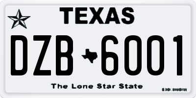 TX license plate DZB6001