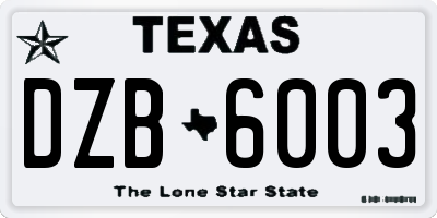 TX license plate DZB6003