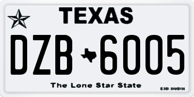 TX license plate DZB6005