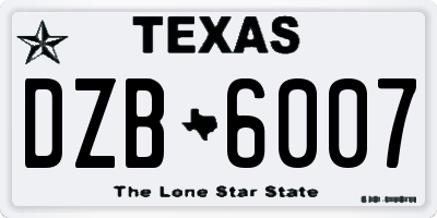 TX license plate DZB6007
