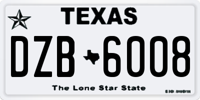 TX license plate DZB6008