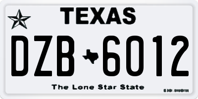 TX license plate DZB6012