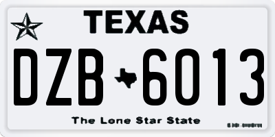 TX license plate DZB6013