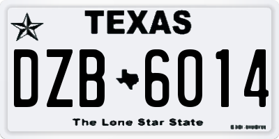 TX license plate DZB6014