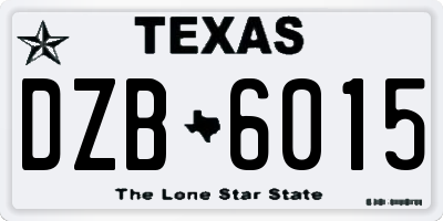 TX license plate DZB6015
