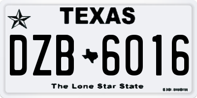 TX license plate DZB6016