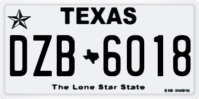 TX license plate DZB6018