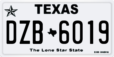 TX license plate DZB6019
