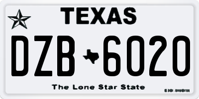 TX license plate DZB6020