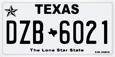 TX license plate DZB6021