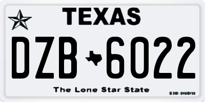TX license plate DZB6022