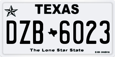 TX license plate DZB6023