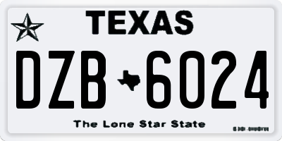 TX license plate DZB6024