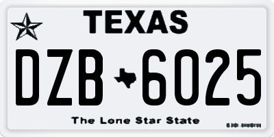 TX license plate DZB6025