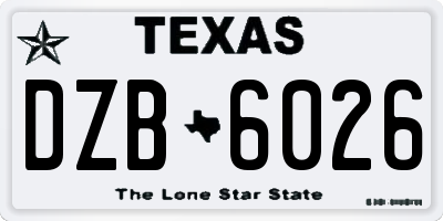 TX license plate DZB6026
