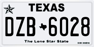 TX license plate DZB6028