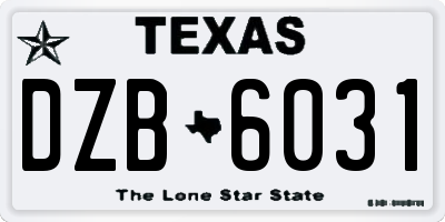 TX license plate DZB6031