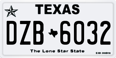 TX license plate DZB6032