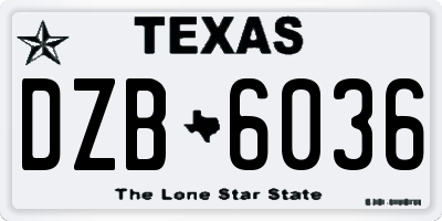 TX license plate DZB6036