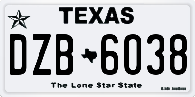 TX license plate DZB6038