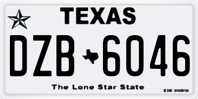 TX license plate DZB6046